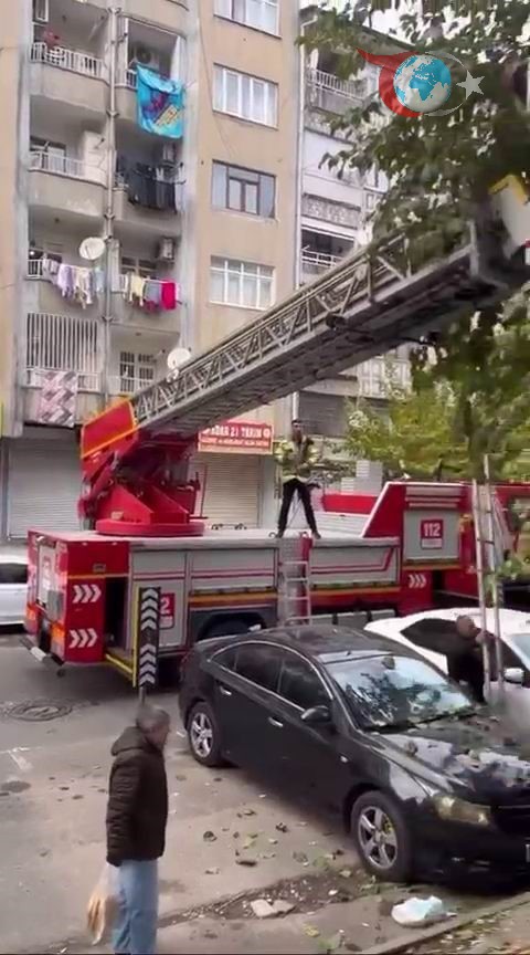 Diyarbakır'da İtfaiyenin Kediyi Kurtarma Operasyonu